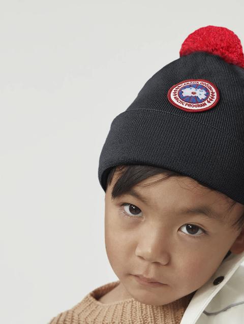 Kids Merino Pom Toque Black