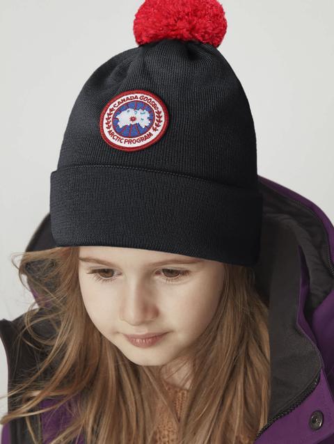 Kids Merino Pom Toque Black