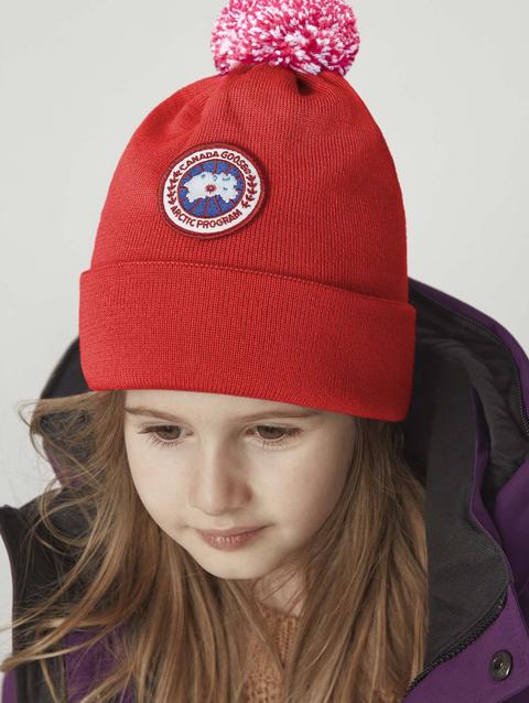 Kids Merino Pom Toque Red