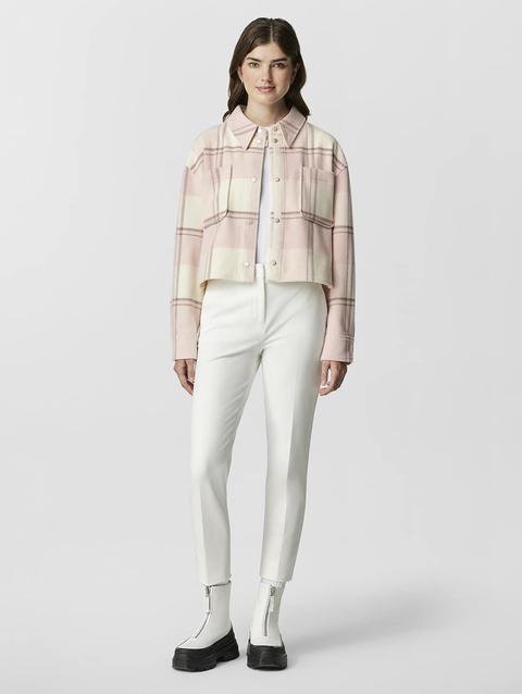 Almandine Cropped Plaid Shirt Jacket Pink Quartz Plaid