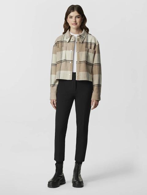 Almandine Cropped Plaid Shirt Jacket Desert Sand Plaid