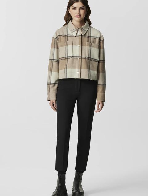 Almandine Cropped Plaid Shirt Jacket Desert Sand Plaid